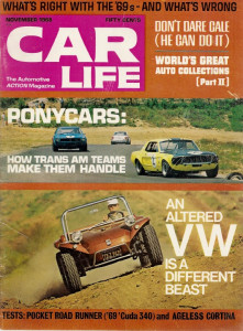 CAR LIFE 1968 NOV - YARBOROUGH, TRANS AM RACING, DONOHUE, KIT CARS, COP CARS*